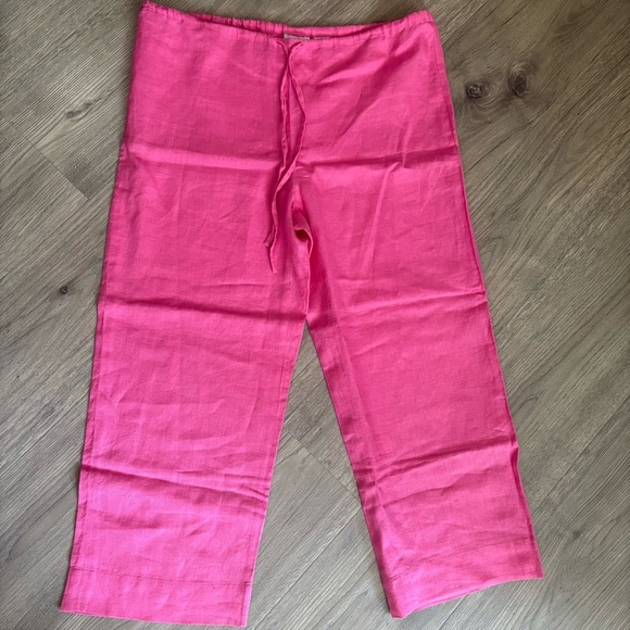 Sutton Studio 100% Linen Capris Sz S Pink Drawstring Bloomingdales Easter Spring - Picture 1 of 7